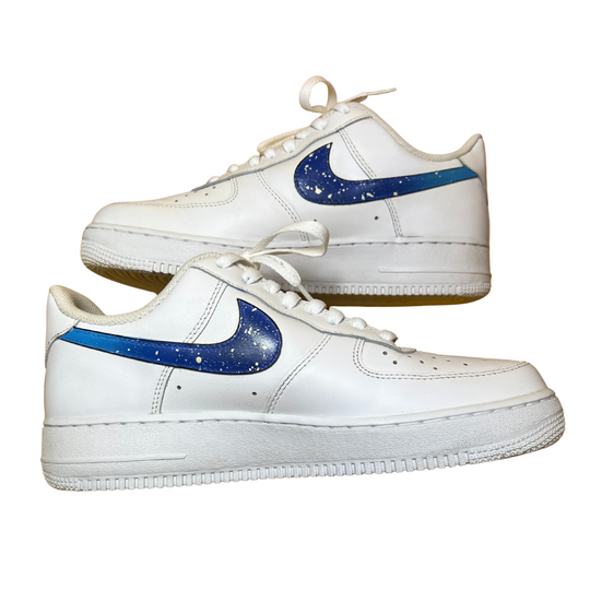 Nike Air Force 1 Triple White (Custom Wave Swoosh) | Size UK8 US9 EU42.5