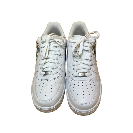 Nike Air Force 1 Triple White (Custom Wave Swoosh) | Size UK8 US9 EU42.5