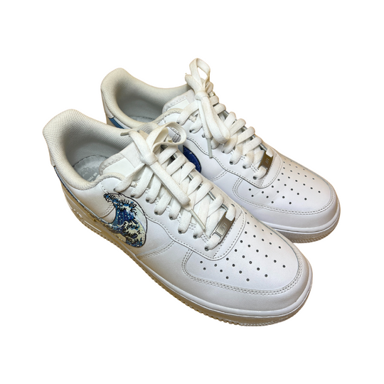 Nike Air Force 1 Triple White (Custom Wave Swoosh) | Size UK8 US9 EU42.5