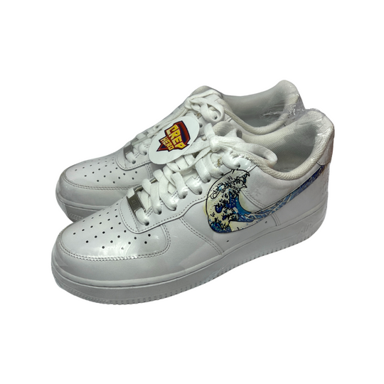 Nike Air Force 1 Triple White (Custom Wave Swoosh) | Size UK8 US9 EU42.5